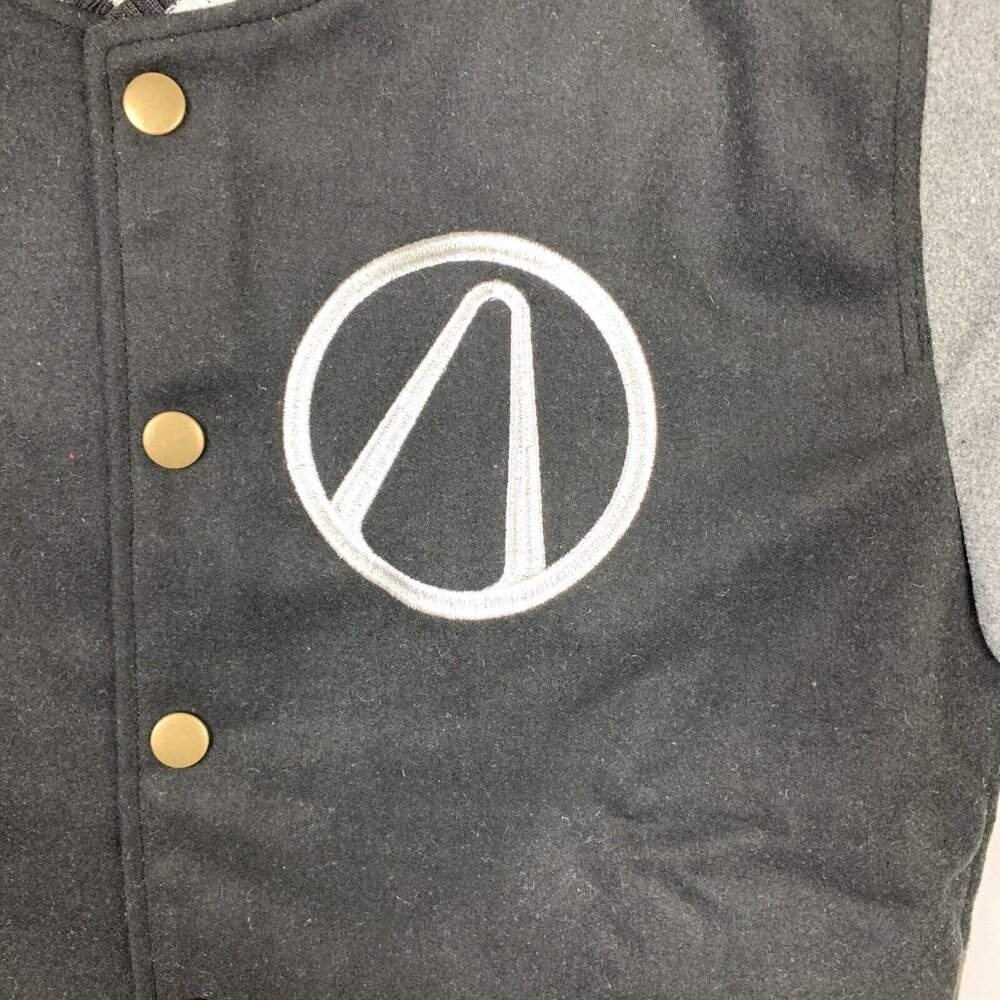 Borderlands Insert Coin Unisex Varsity Jacket S Black & Gray With Striped Cuffs - Picture 2 of 9